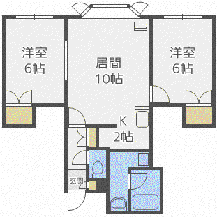 ステージ篠路(2LDK/2階)の間取り写真