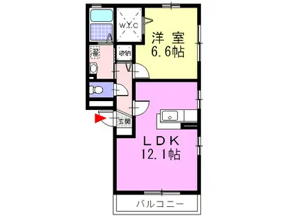 クレセント開成(1LDK/3階)の間取り写真