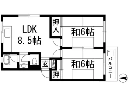 オリエントシティ川西(2LDK/1階)の間取り写真