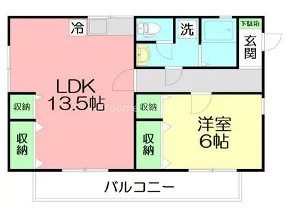 カーサよしはなII(1LDK/2階)の間取り写真