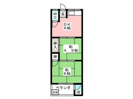 杉ノ荘(2DK/2階)の間取り写真
