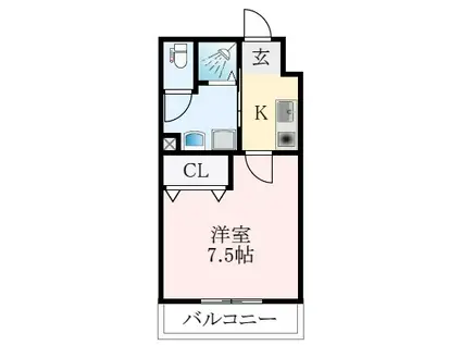 グロースコート恵我ノ荘(1K/2階)の間取り写真