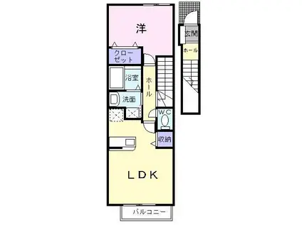 JR福塩線 駅家駅 徒歩15分 2階建 築21年(1LDK/2階)の間取り写真