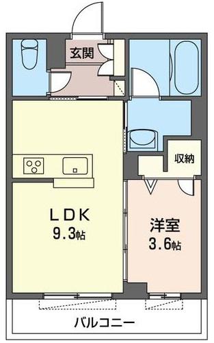 アヴァンセ横濱鶴ヶ峰(1LDK/2階)の間取り写真
