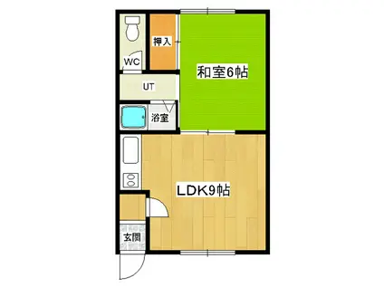 レジデンス6.6(1DK/1階)の間取り写真