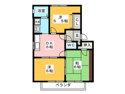 ハミングN(3DK/2階)の間取り写真