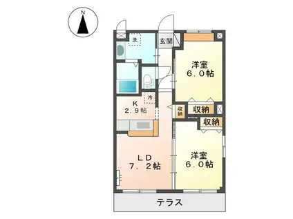 ディアコートM3(2LDK/2階)の間取り写真