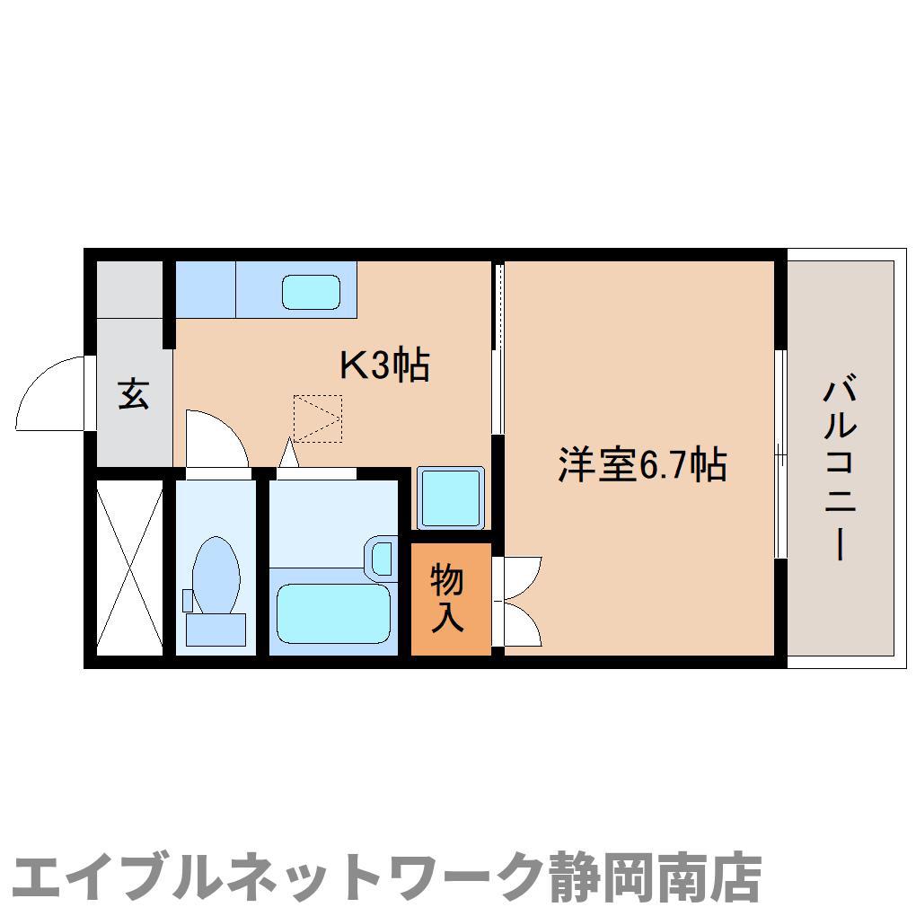 グランシャリオII(1K/1階)の間取り写真