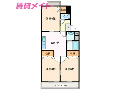 コーポ白子西光洋(3DK/2階)の間取り写真