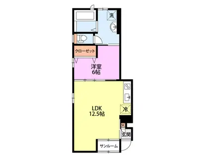 COMODO-II(1LDK/1階)の間取り写真