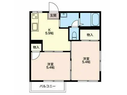 フレグランス久保(2K/2階)の間取り写真