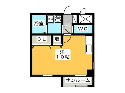 プリオル・エムII(ワンルーム/2階)の間取り写真