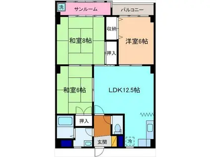 西埜ハイム(3LDK/2階)の間取り写真