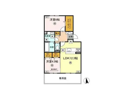 イセリーノ(2LDK/1階)の間取り写真