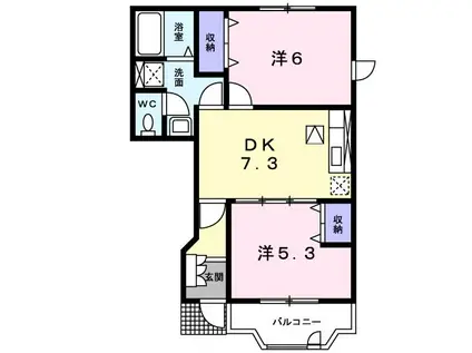 レフィナードI(2DK/1階)の間取り写真