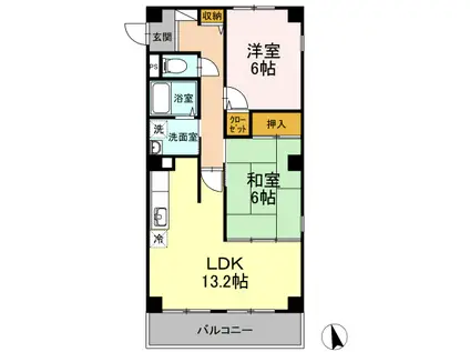 フォブール西公園(2LDK/2階)の間取り写真