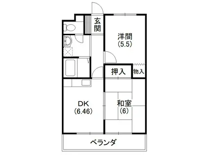 マンション歩(2DK/3階)の間取り写真
