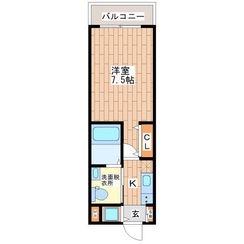 CITY PAL TAJIMA イースト(1K/1階)の間取り写真