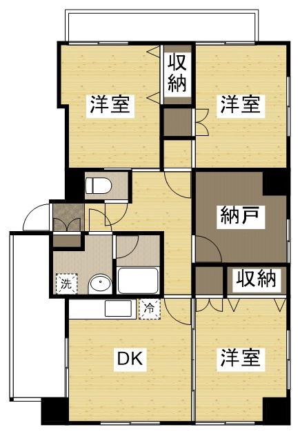 グリン金剛マンション(3SDK/8階)の間取り写真