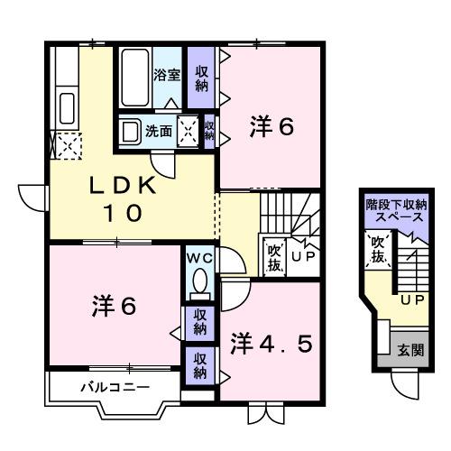 メゾンカスターナB(3LDK/2階)の間取り写真