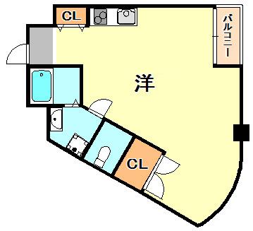 平野レジデンス(ワンルーム/3階)の間取り写真