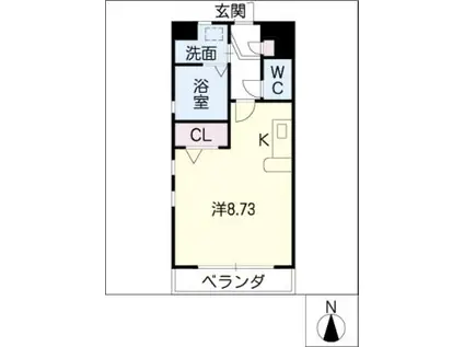 O.K.ポラリス(ワンルーム/1階)の間取り写真