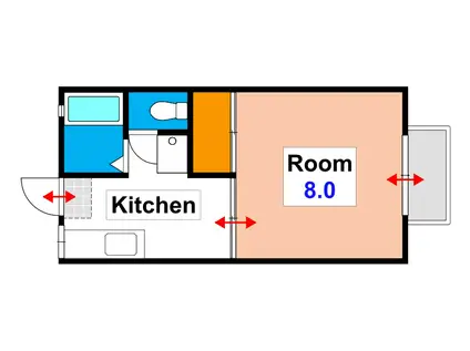 テルツォ・レオーネC(1DK/2階)の間取り写真