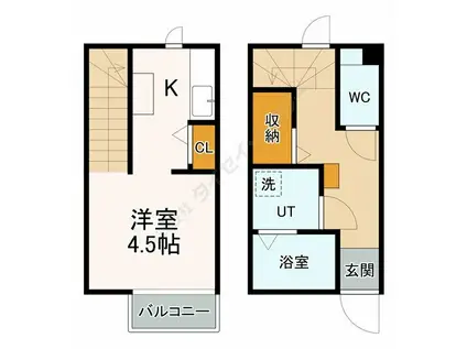 パレッタ小本イースト(1K/1階)の間取り写真