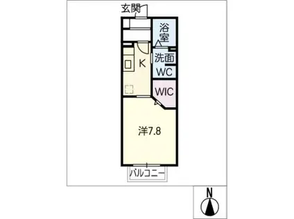 グローリーフォレスト A棟(1K/1階)の間取り写真