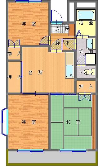 光ハイツ(3DK/2階)の間取り写真