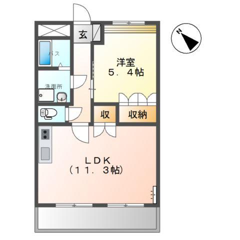 アンソレイユ(1LDK/1階)の間取り写真