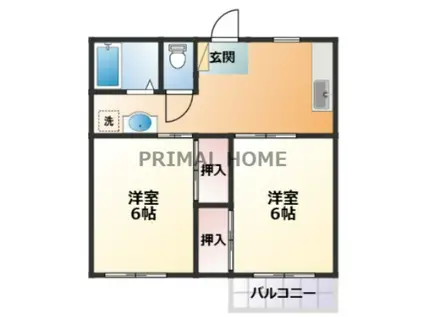 メゾンドヴァンテーヌ(2K/2階)の間取り写真