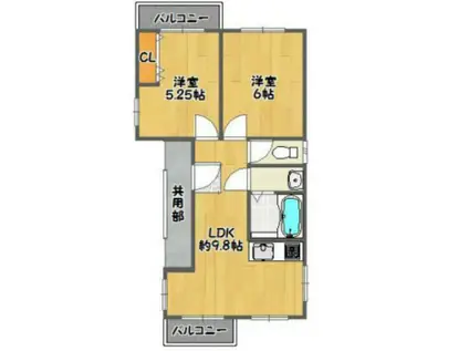 アールズコート(2LDK/3階)の間取り写真