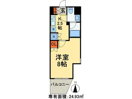 RISINGPLACE 南千住(1K/2階)の間取り写真