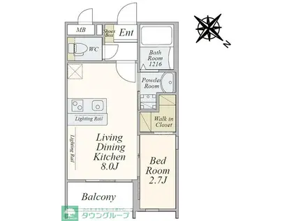 PLUS A HAKATA MODERNO(1LDK/4階)の間取り写真