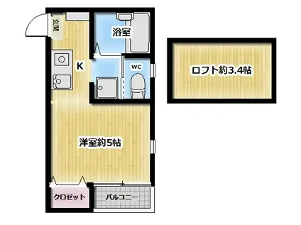 GH栄町通アパートメント(ワンルーム/2階)の間取り写真