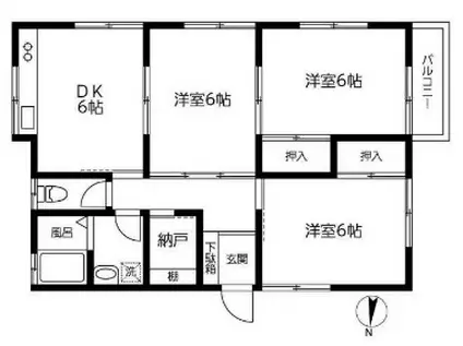 志村アパート(3SDK/2階)の間取り写真