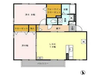 シャルマン松橋 A(2LDK/2階)の間取り写真