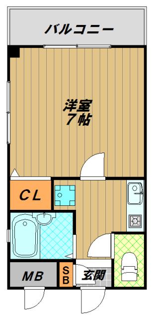 ラスペランザ須磨(1K/2階)の間取り写真