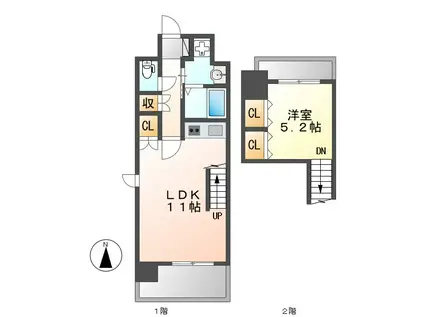 NEO JAPANESQUE出来町(1LDK/10階)の間取り写真