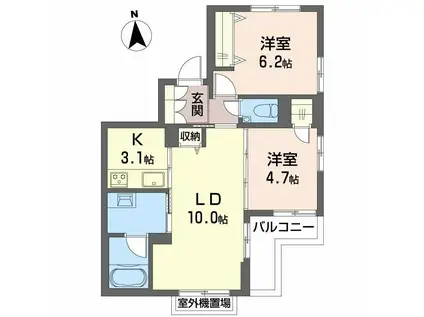 MONREVE-K(2LDK/2階)の間取り写真