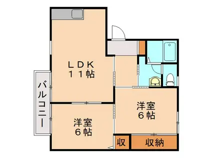 ファミール須恵(2LDK/2階)の間取り写真