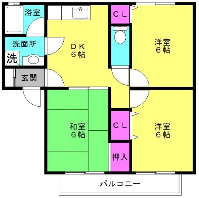 ソフィア清水A棟(3DK/2階)の間取り写真