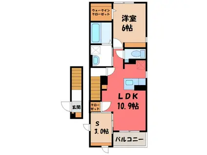 ラ ペ フランI(1LDK/2階)の間取り写真