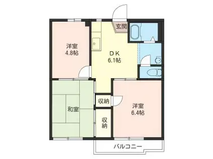 フォーブル冨田 C(3DK/2階)の間取り写真