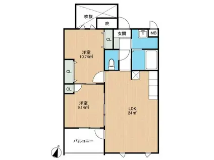 ル・シャトン(2LDK/2階)の間取り写真