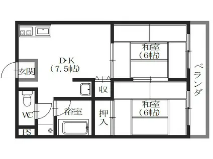 エクセル河村(2DK/3階)の間取り写真