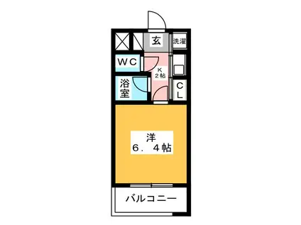 ピュアドームリブレ薬院(1K/2階)の間取り写真