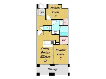 パインフィールド洛東(2LDK/8階)の間取り写真