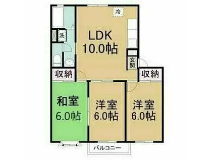 ケーエムハイツ(3LDK/1階)の間取り写真